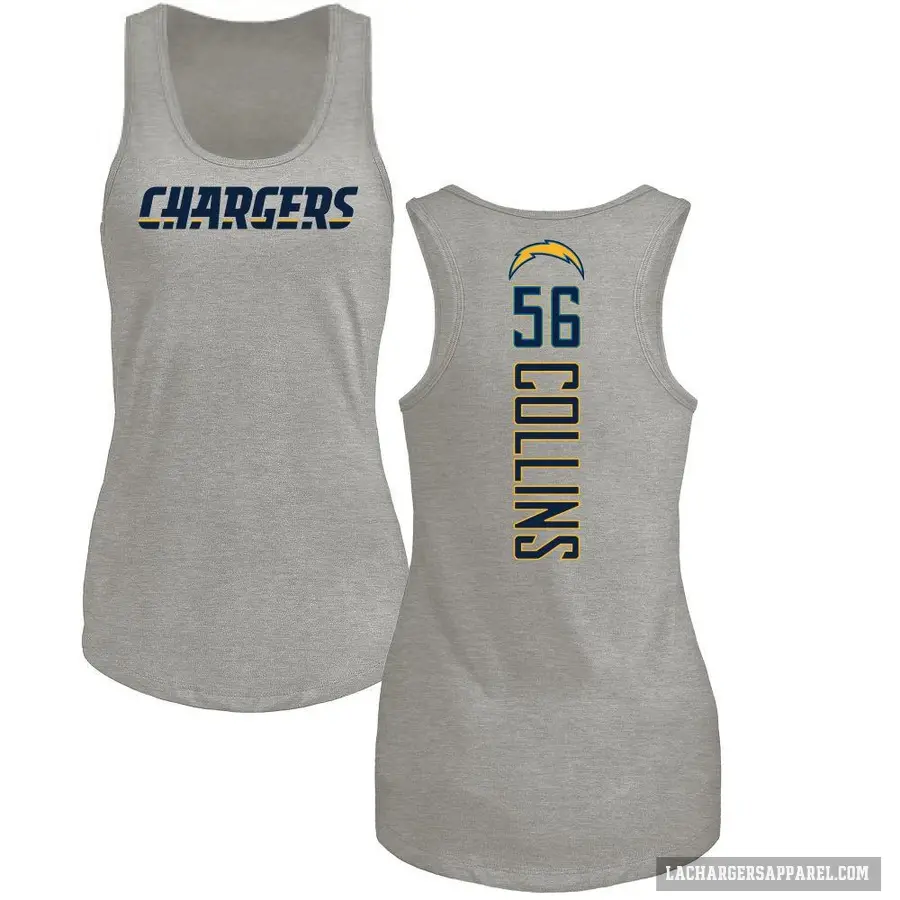 Women's ＃56 Chris Collins Los Angeles Chargers Ash Backer Tank Top