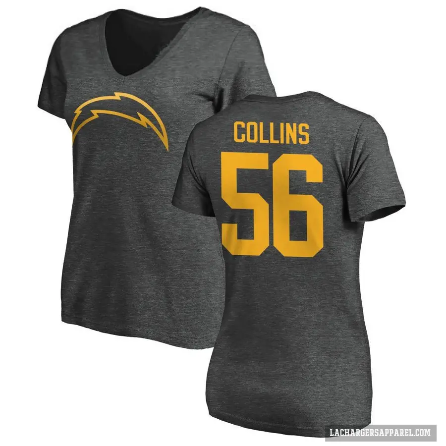 Women's ＃56 Chris Collins Los Angeles Chargers Ash One Color T-Shirt