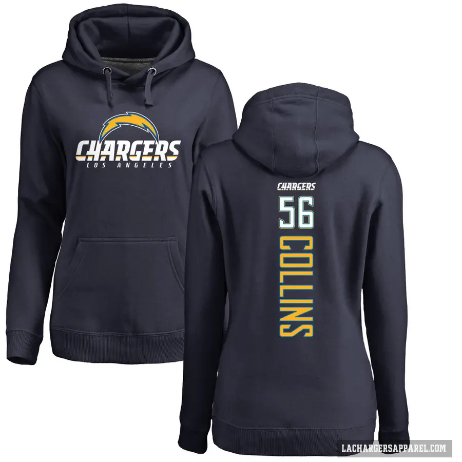 Women's ＃56 Chris Collins Los Angeles Chargers Navy Branded Backer Pullover Hoodie