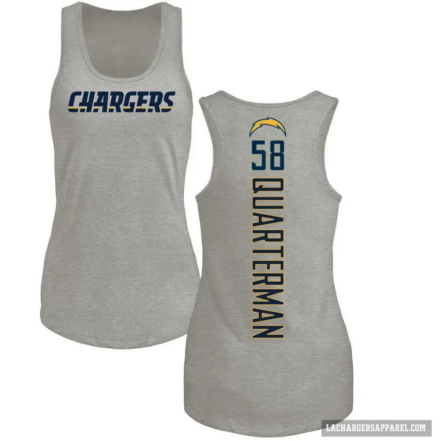 Women's ＃58 Shaq Quarterman Los Angeles Chargers Ash Backer Tank Top