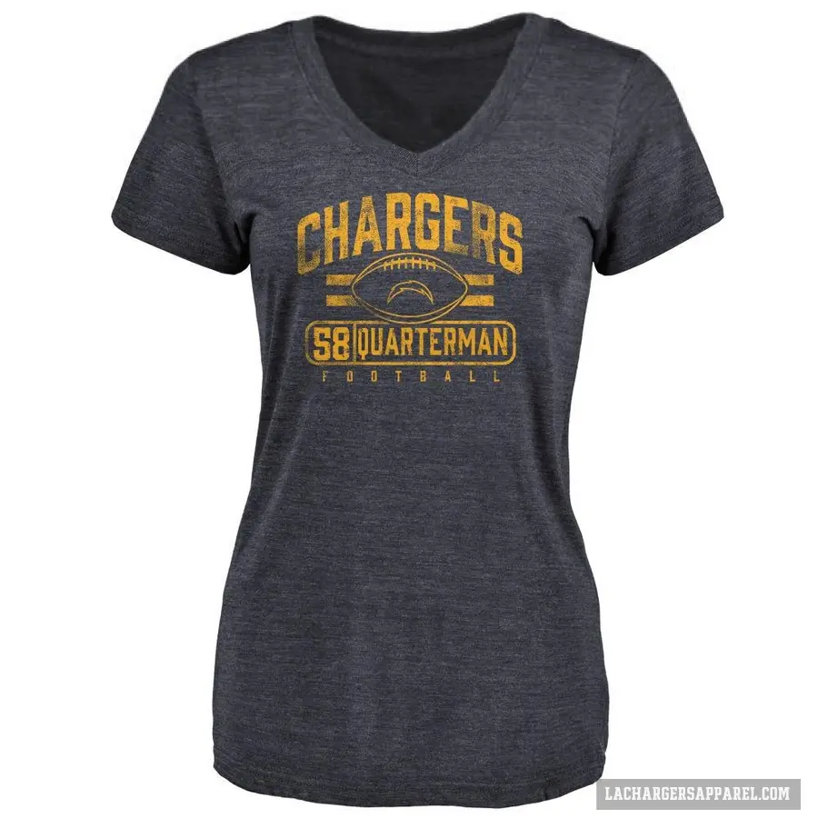 Women's ＃58 Shaq Quarterman Los Angeles Chargers Navy Flanker T-Shirt