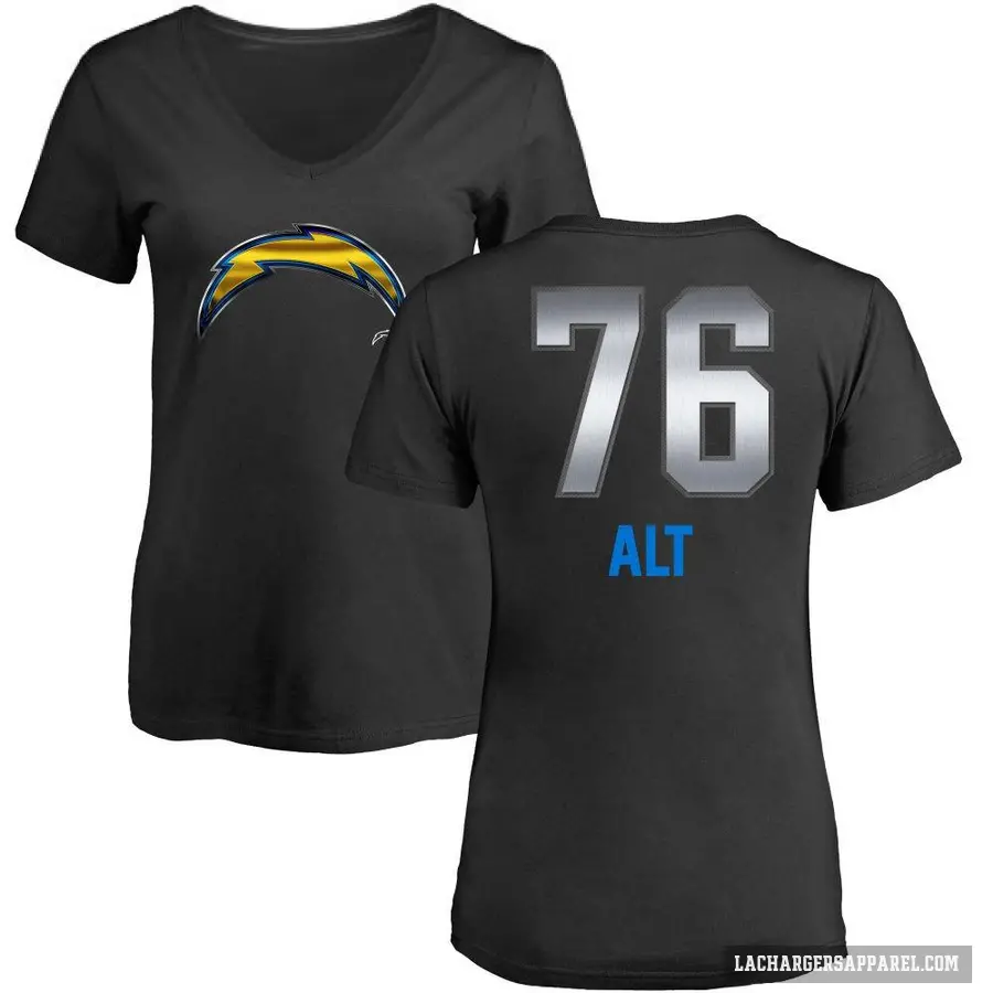 Women's ＃76 Joe Alt Los Angeles Chargers Black Midnight Mascot T-Shirt