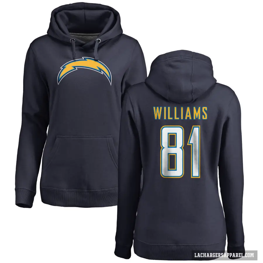 Women's ＃81 Mike Williams Los Angeles Chargers Navy Pro Line by Branded Name & Number Pullover Hoodie