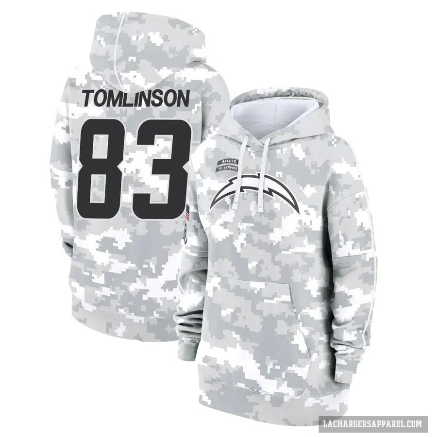Women's ＃83 Eric Tomlinson Los Angeles Chargers Arctic Camo 2024 Salute to Service Club Fleece Pullover Hoodie