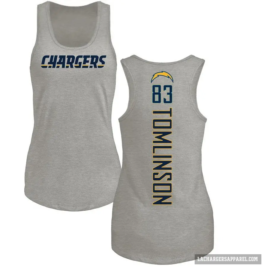 Women's ＃83 Eric Tomlinson Los Angeles Chargers Ash Backer Tank Top