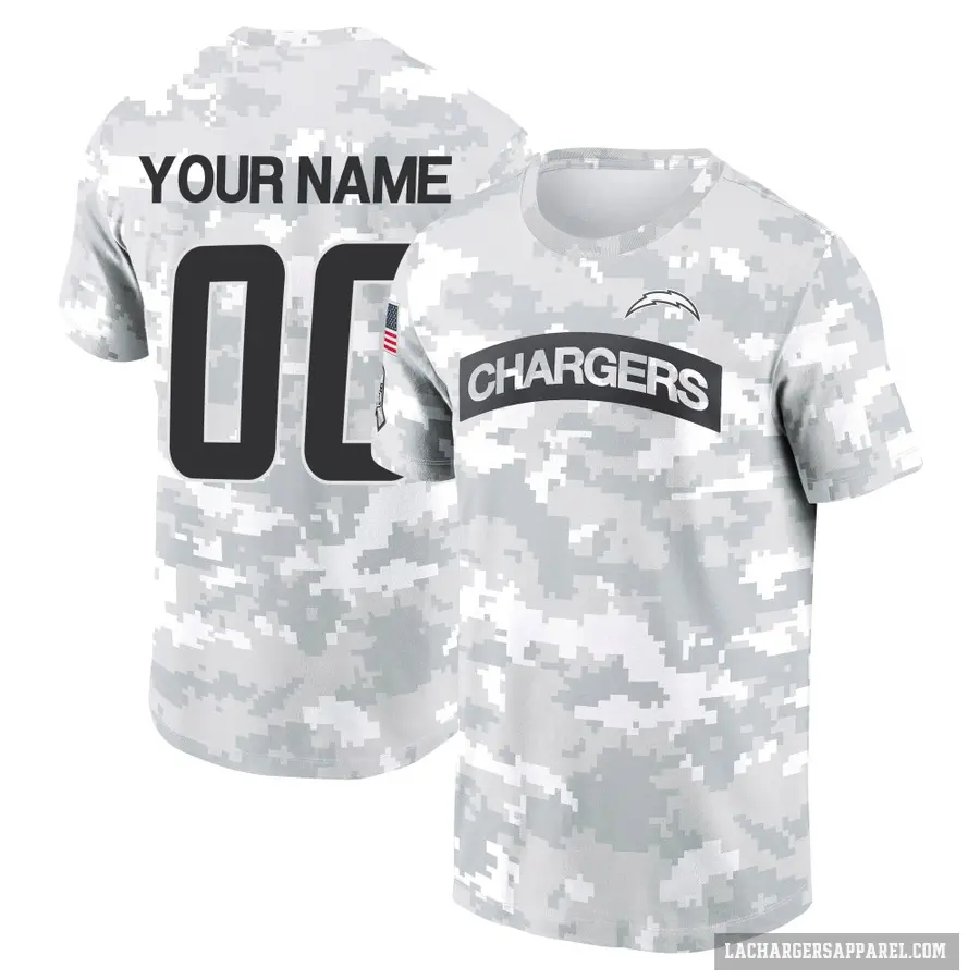 Youth ＃00 Custom Los Angeles Chargers Camo Arctic 2024 Salute to Service Performance T-Shirt