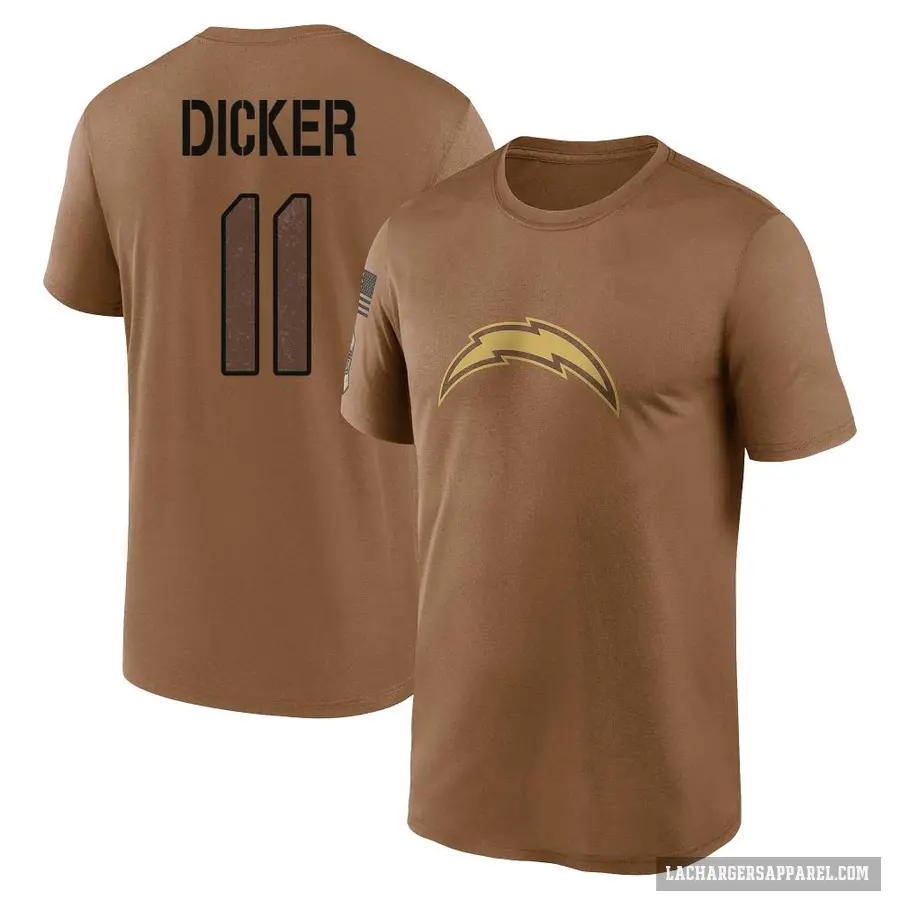 Youth ＃11 Cameron Dicker Los Angeles Chargers Brown 2023 Salute To Service Performance T-Shirt