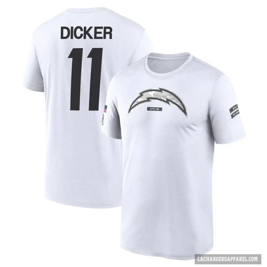 Youth ＃11 Cameron Dicker Los Angeles Chargers White 2024 Salute to Service Performance T-Shirt