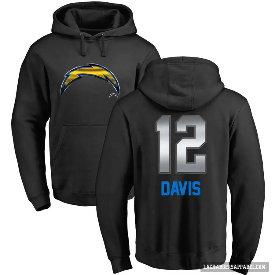 Youth ＃12 Derius Davis Los Angeles Chargers Black Midnight Mascot Pullover Hoodie
