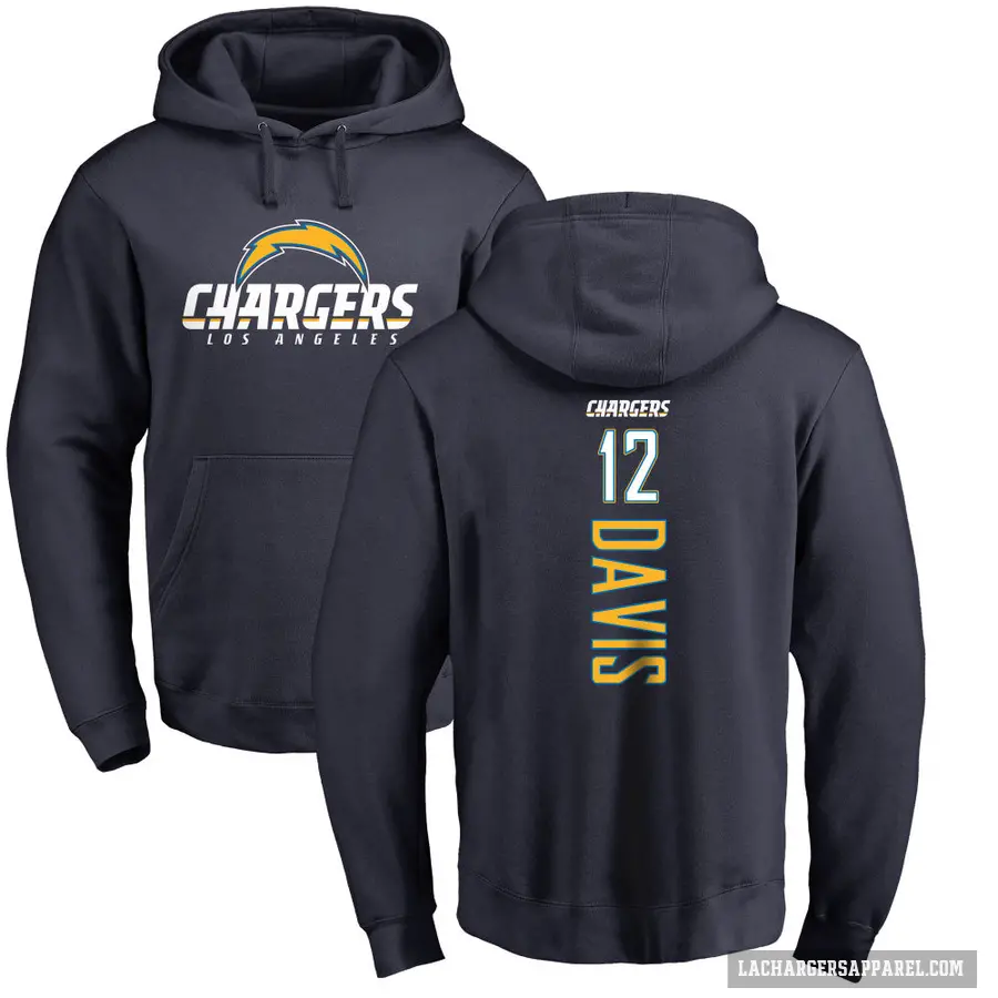 Youth ＃12 Derius Davis Los Angeles Chargers Navy Branded Backer Pullover Hoodie