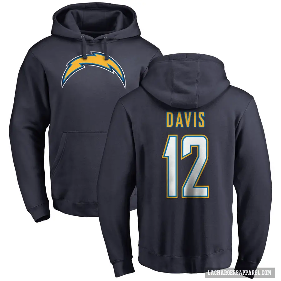 Youth ＃12 Derius Davis Los Angeles Chargers Navy Pro Line by Branded Name & Number Pullover Hoodie