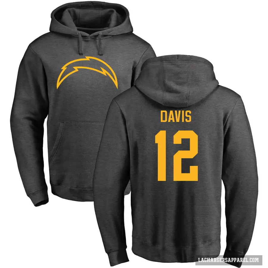 Youth ＃12 Derius Davis Los Angeles Chargers Pro Line by Branded Ash One Color Pullover Hoodie