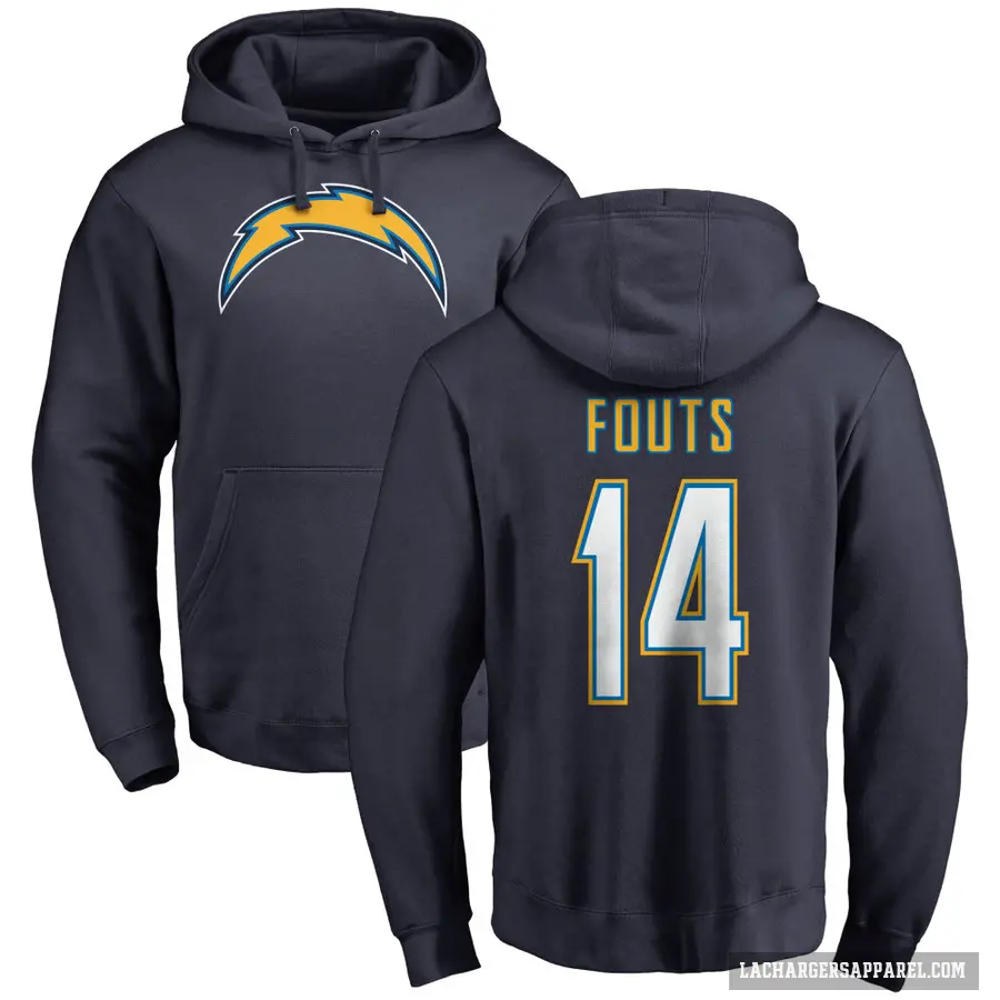 Youth ＃14 Dan Fouts Los Angeles Chargers Navy Pro Line by Branded Name & Number Pullover Hoodie