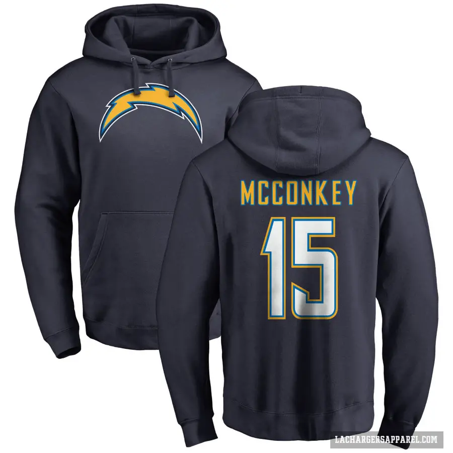 Youth ＃15 Ladd McConkey Los Angeles Chargers Navy Pro Line by Branded Name & Number Pullover Hoodie