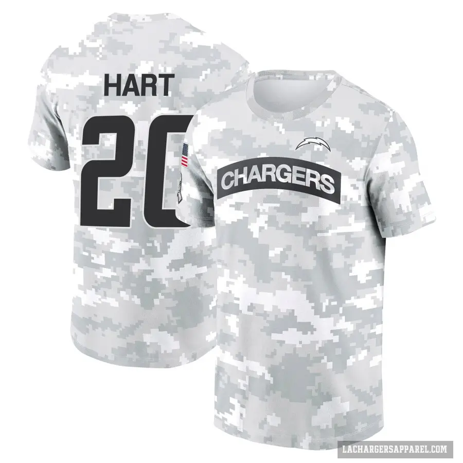 Youth ＃20 Cam Hart Los Angeles Chargers Camo Arctic 2024 Salute to Service Performance T-Shirt
