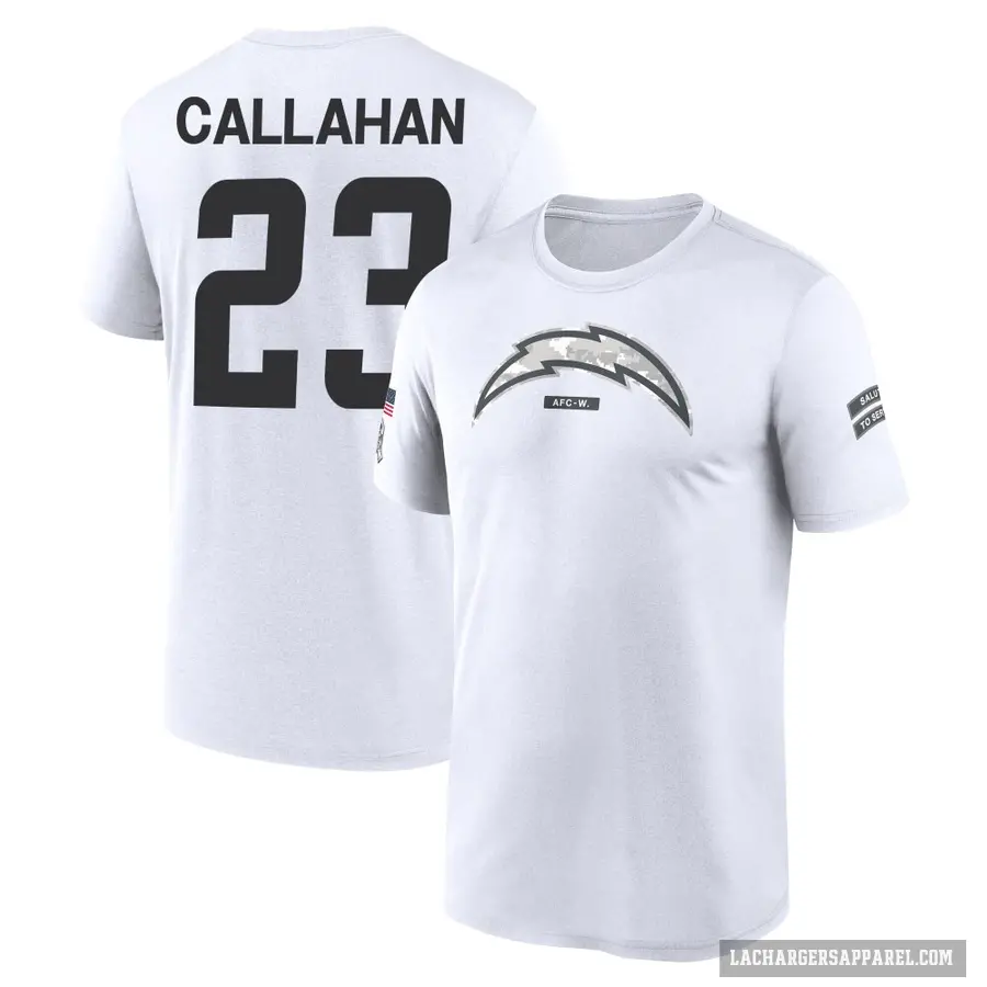 Youth ＃23 Bryce Callahan Los Angeles Chargers White 2024 Salute to Service Performance T-Shirt