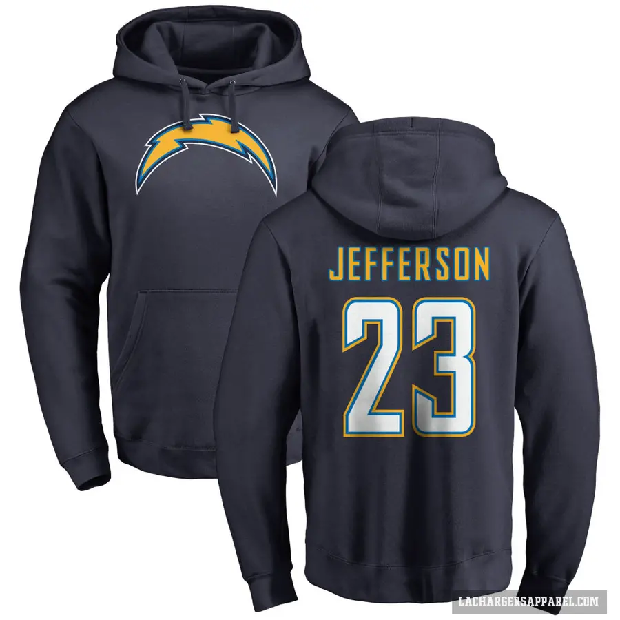 Youth ＃23 Tony Jefferson Los Angeles Chargers Navy Pro Line by Branded Name & Number Pullover Hoodie