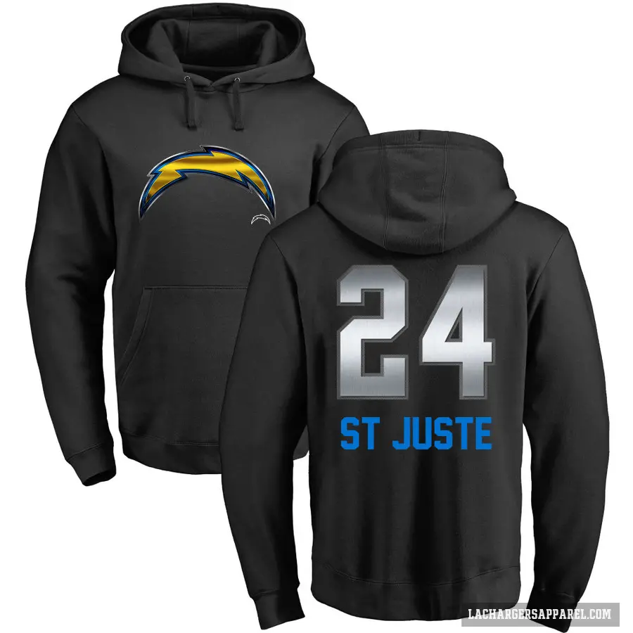 Youth ＃24 Benjamin St-Juste Los Angeles Chargers Black Midnight Mascot Pullover Hoodie