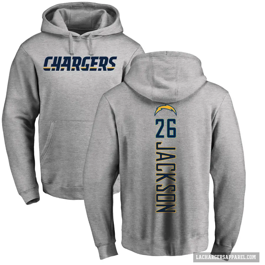Youth ＃26 Donte Jackson Los Angeles Chargers Gray Pro Line by Branded Heather Name & Number Pullover Hoodie
