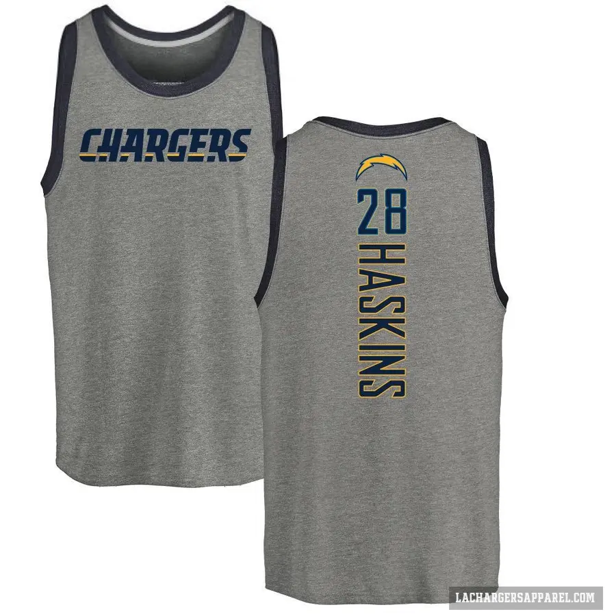 Youth ＃28 Hassan Haskins Los Angeles Chargers Ash Backer Tank Top