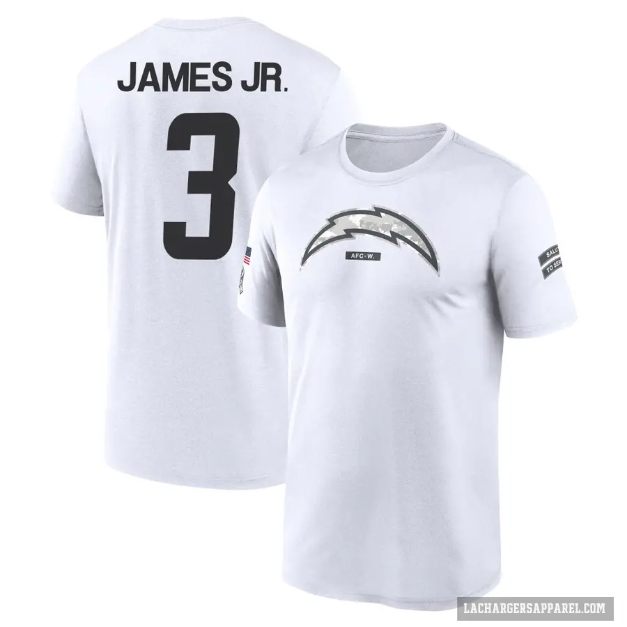 Youth ＃3 Derwin James Jr. Los Angeles Chargers White 2024 Salute to Service Performance T-Shirt