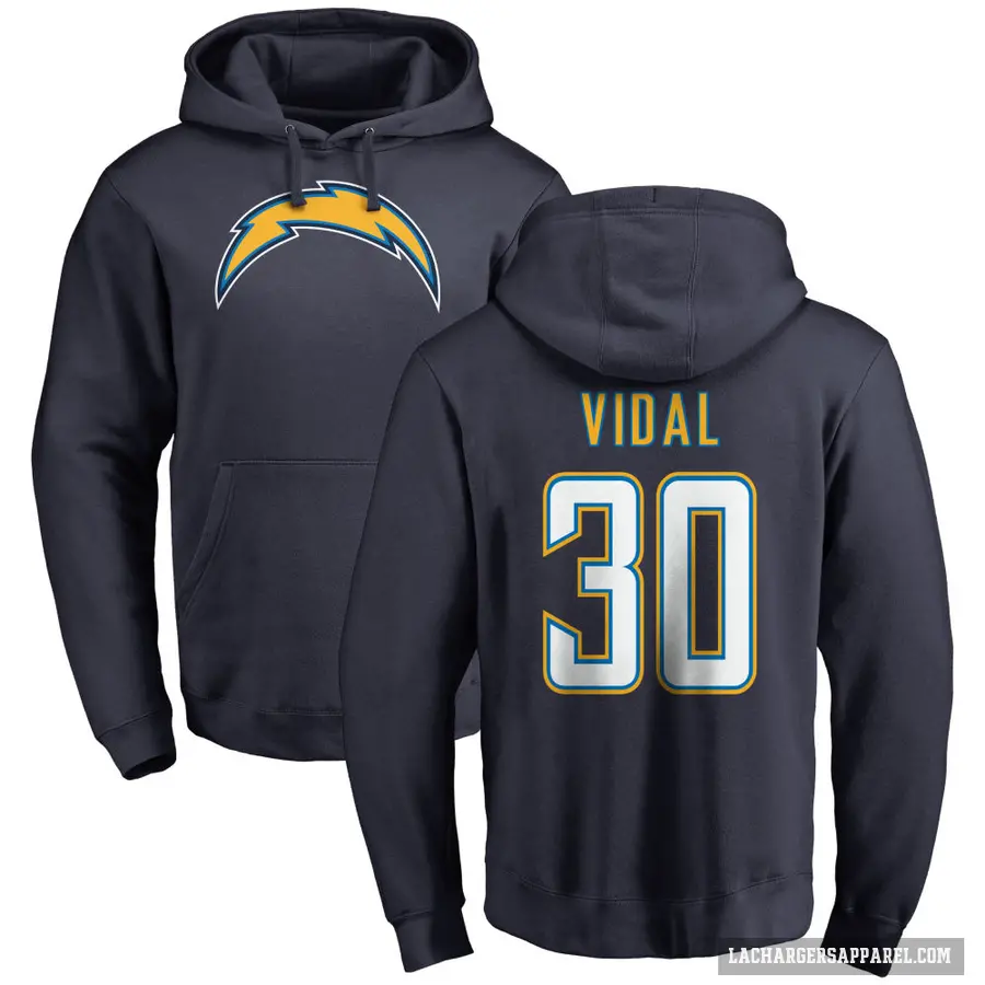 Youth ＃30 Kimani Vidal Los Angeles Chargers Navy Pro Line by Branded Name & Number Pullover Hoodie