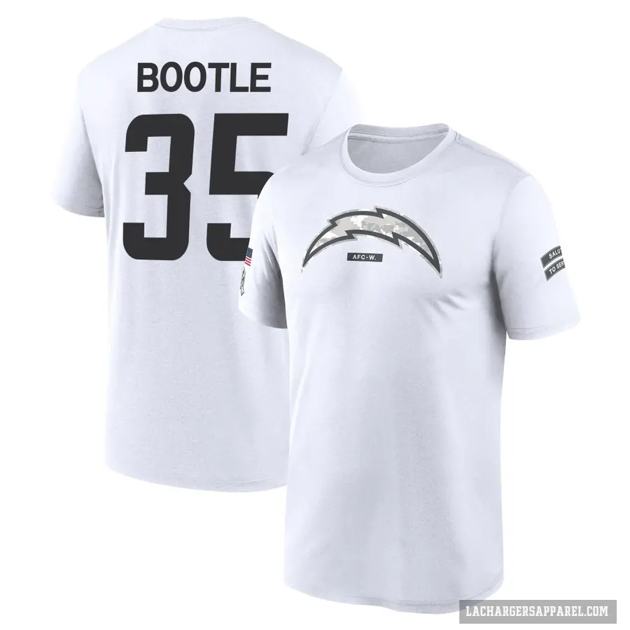 Youth ＃35 Dicaprio Bootle Los Angeles Chargers White 2024 Salute to Service Performance T-Shirt