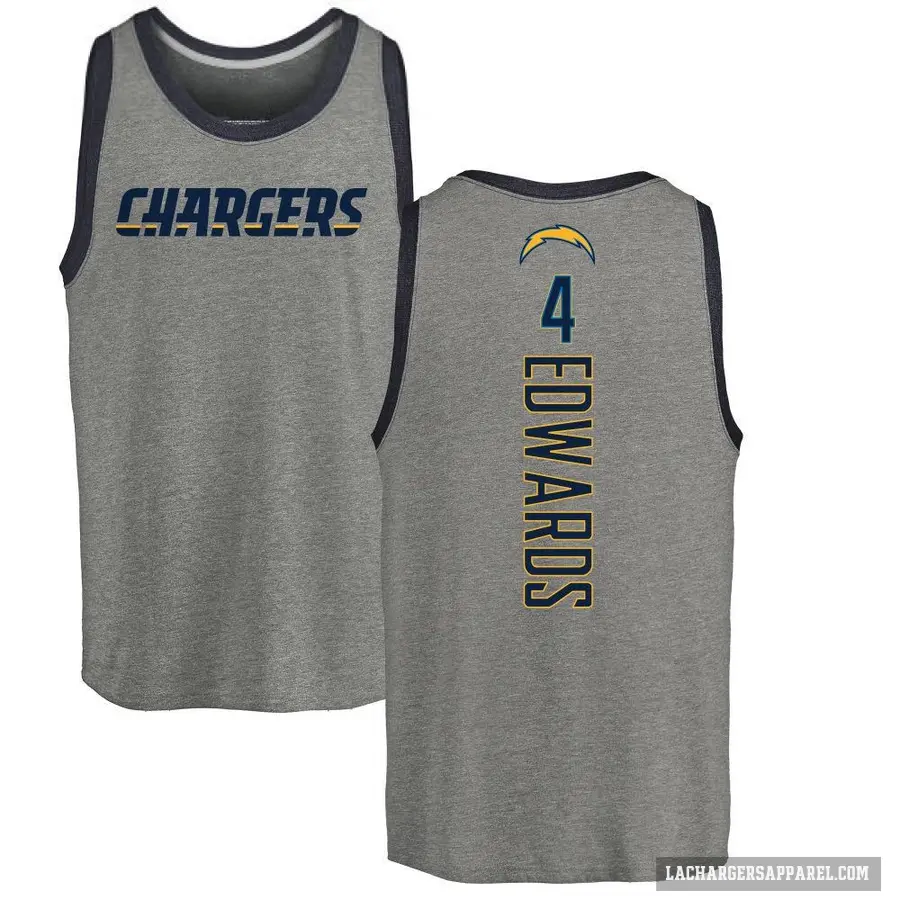 Youth ＃4 Gus Edwards Los Angeles Chargers Ash Backer Tank Top