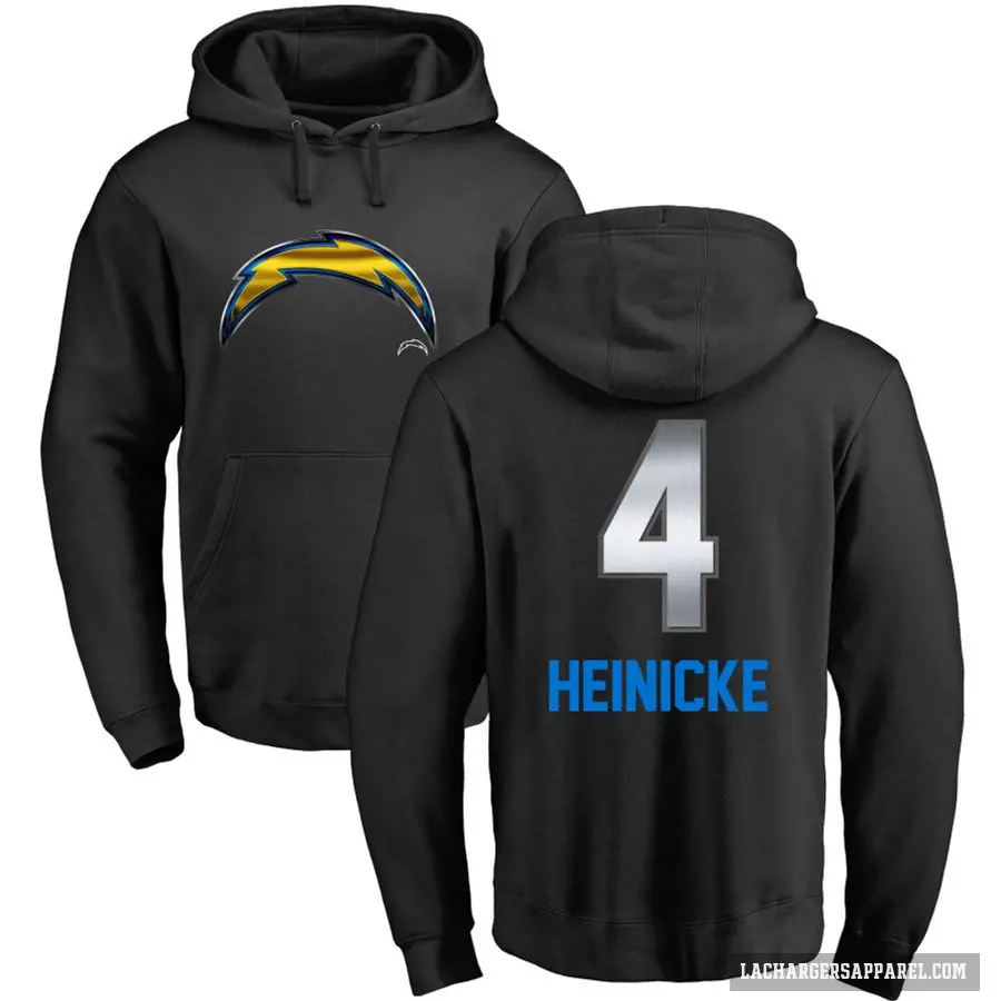Youth ＃4 Taylor Heinicke Los Angeles Chargers Black Midnight Mascot Pullover Hoodie