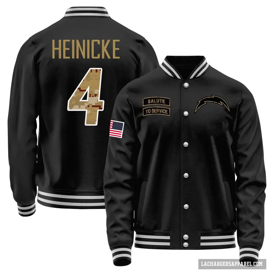 Youth ＃4 Taylor Heinicke Los Angeles Chargers Black Salute to Service Sideline Performance Jacket