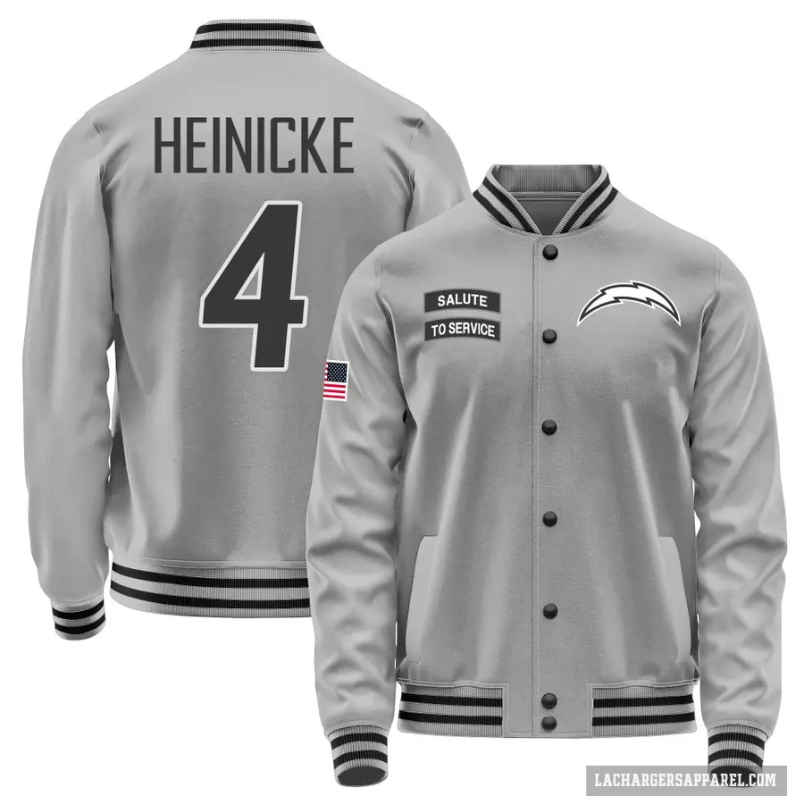 Youth ＃4 Taylor Heinicke Los Angeles Chargers Gray Salute to Service Performance Jacket