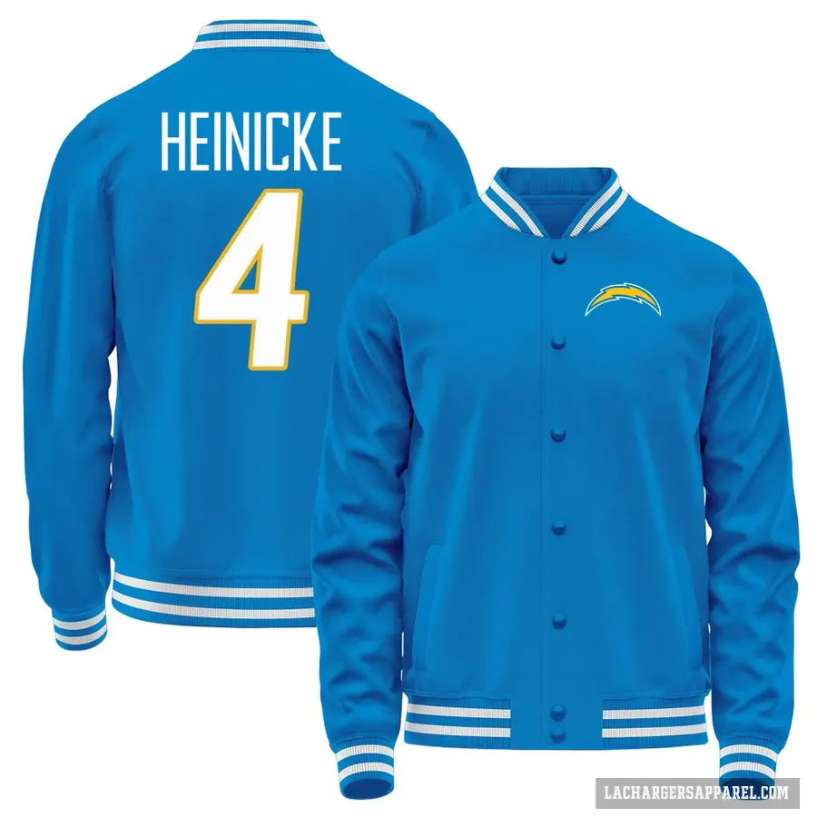 Youth ＃4 Taylor Heinicke Los Angeles Chargers Navy Full-Snap Name & Number Jacket