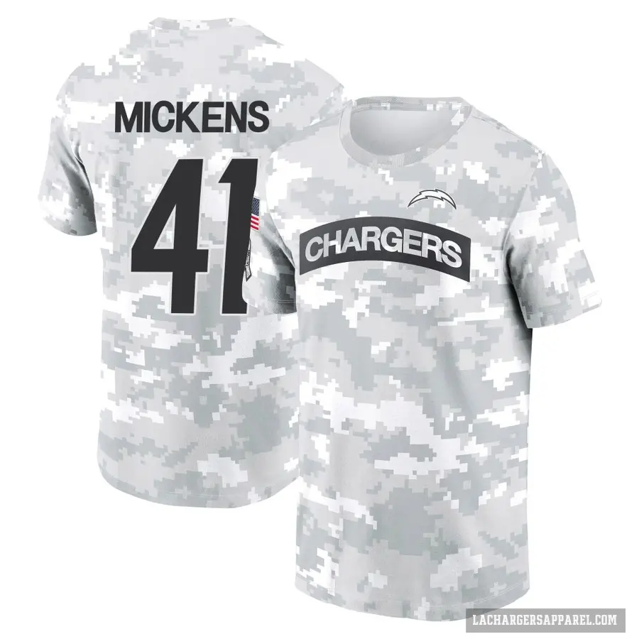 Youth ＃41 R.J. Mickens Los Angeles Chargers Camo Arctic 2024 Salute to Service Performance T-Shirt