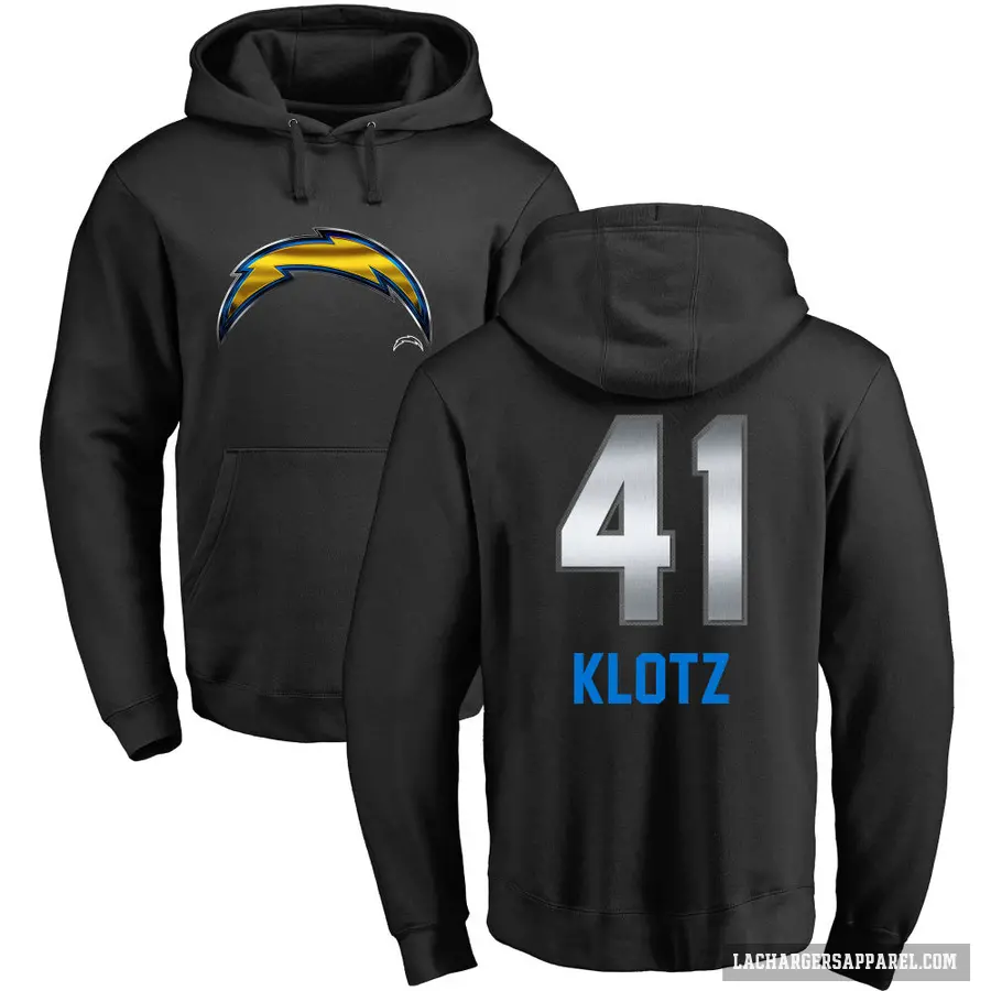 Youth ＃41 Stevo Klotz Los Angeles Chargers Black Midnight Mascot Pullover Hoodie