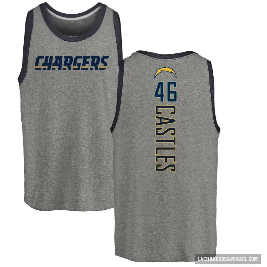 Youth ＃46 McCallan Castles Los Angeles Chargers Ash Backer Tank Top