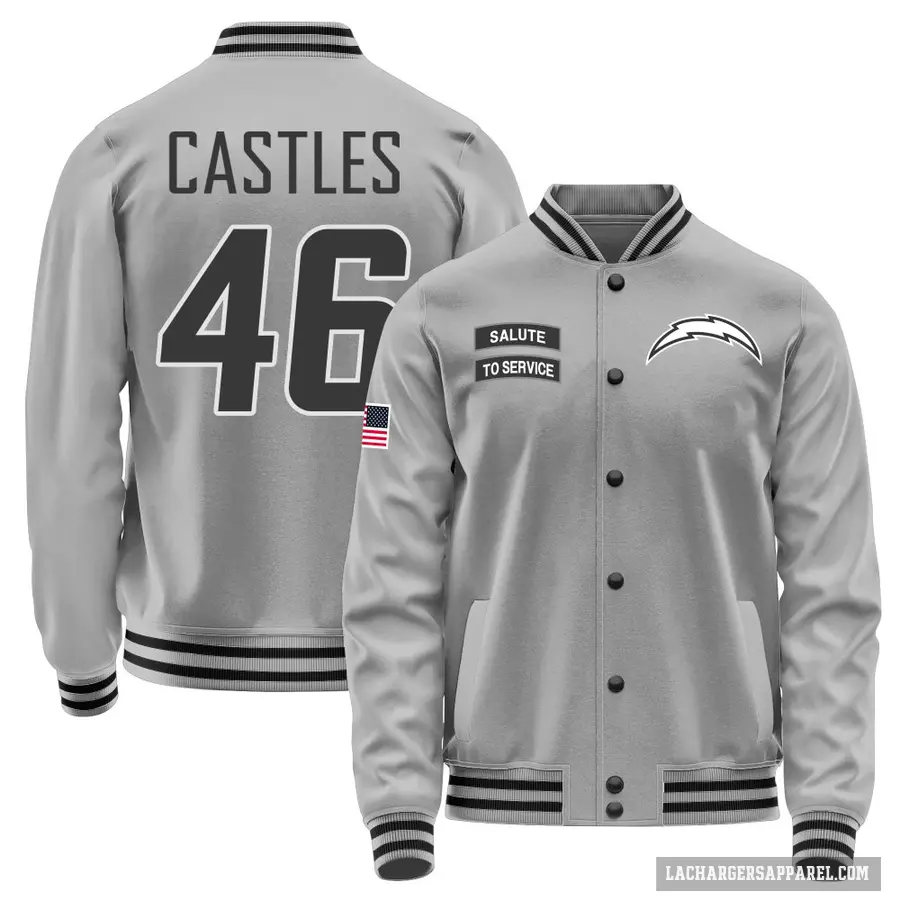 Youth ＃46 McCallan Castles Los Angeles Chargers Gray Salute to Service Performance Jacket