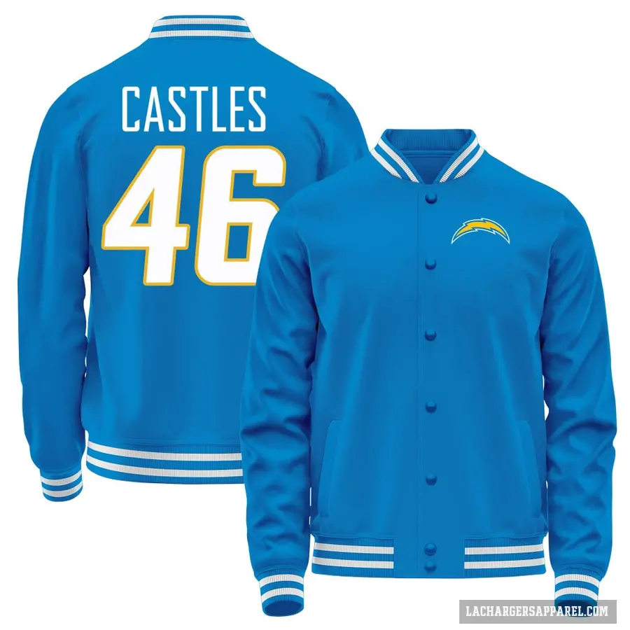 Youth ＃46 McCallan Castles Los Angeles Chargers Navy Full-Snap Name & Number Jacket