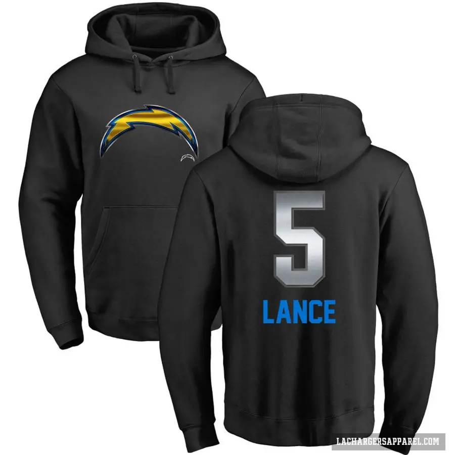 Youth ＃5 Trey Lance Los Angeles Chargers Black Midnight Mascot Pullover Hoodie
