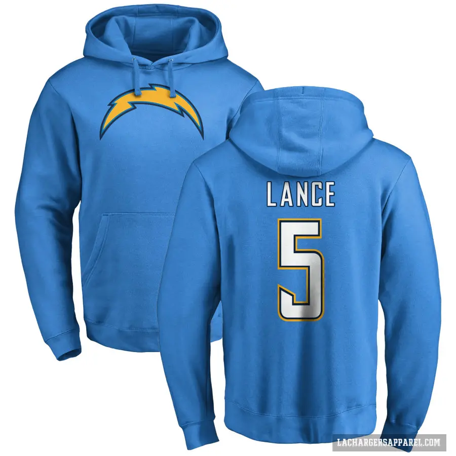 Youth ＃5 Trey Lance Los Angeles Chargers Blue Pro Line by Branded Name & Number Pullover Hoodie