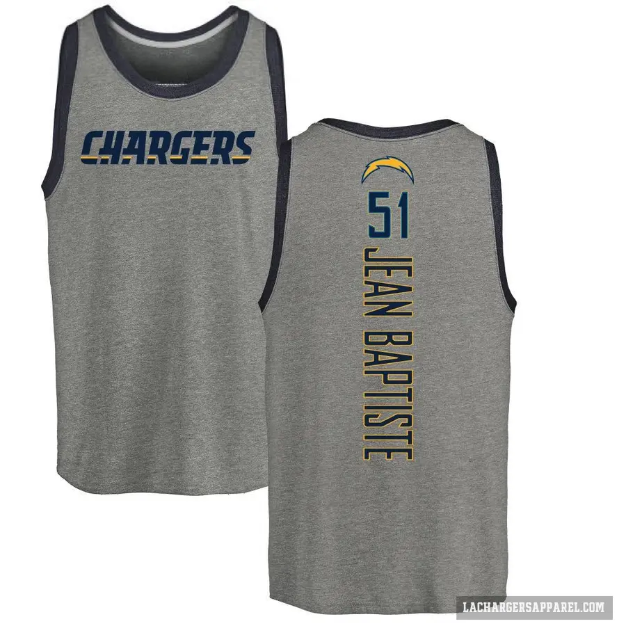 Youth ＃51 Jeremiah Jean-Baptiste Los Angeles Chargers Ash Backer Tank Top