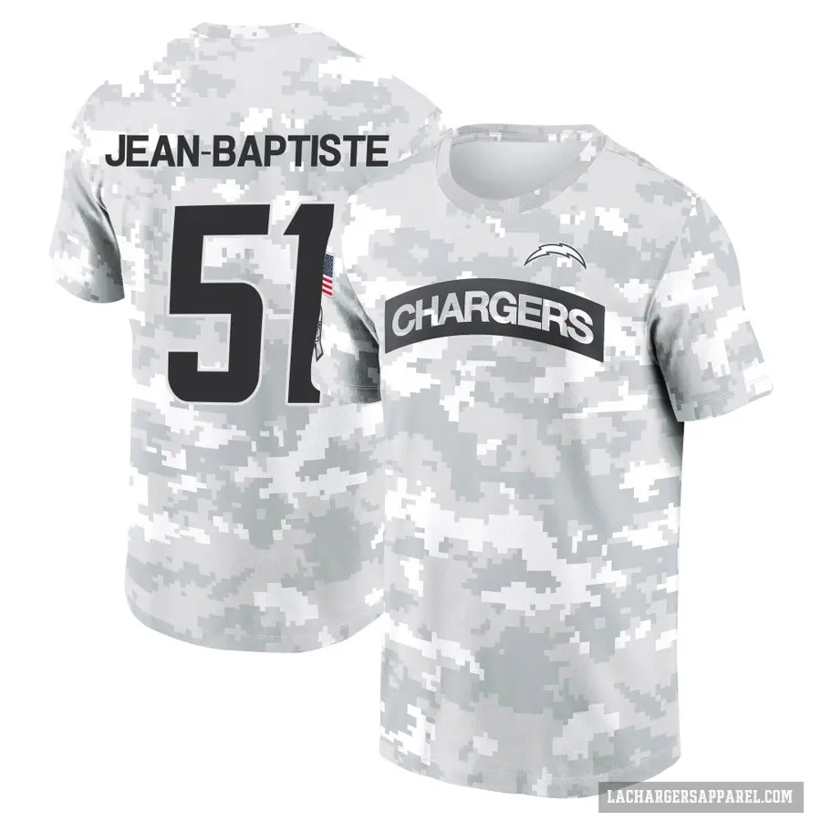 Youth ＃51 Jeremiah Jean-Baptiste Los Angeles Chargers Camo Arctic 2024 Salute to Service Performance T-Shirt
