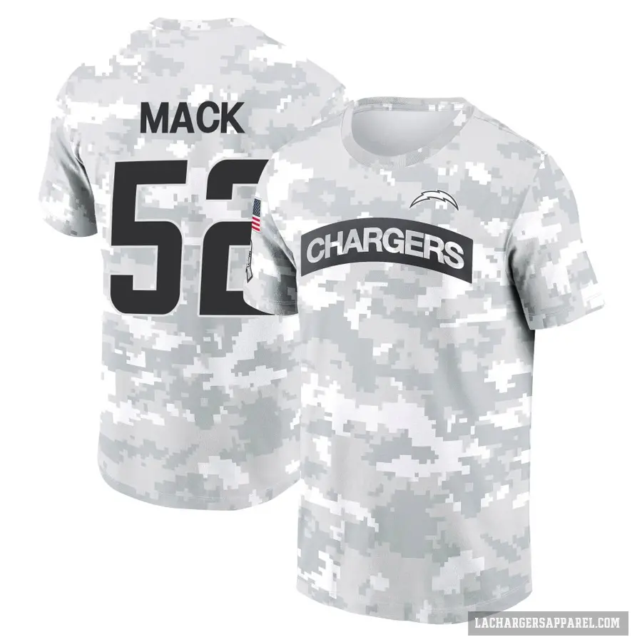 Youth ＃52 Khalil Mack Los Angeles Chargers Camo Arctic 2024 Salute to Service Performance T-Shirt