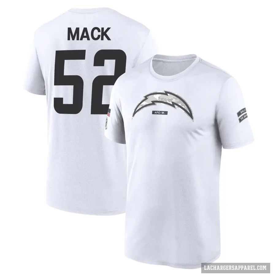 Youth ＃52 Khalil Mack Los Angeles Chargers White 2024 Salute to Service Performance T-Shirt