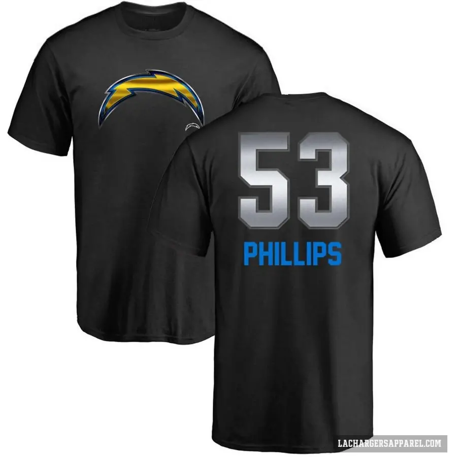 Youth ＃53 Del'Shawn Phillips Los Angeles Chargers Black Midnight Mascot T-Shirt