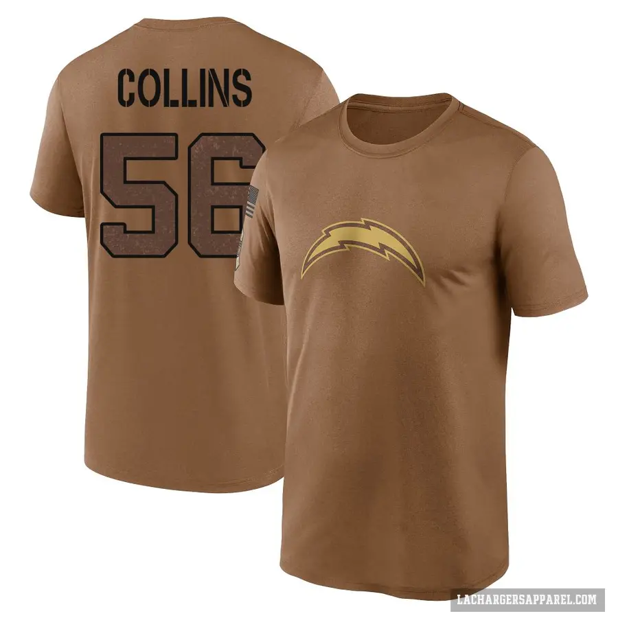 Youth ＃56 Chris Collins Los Angeles Chargers Brown 2023 Salute To Service Performance T-Shirt