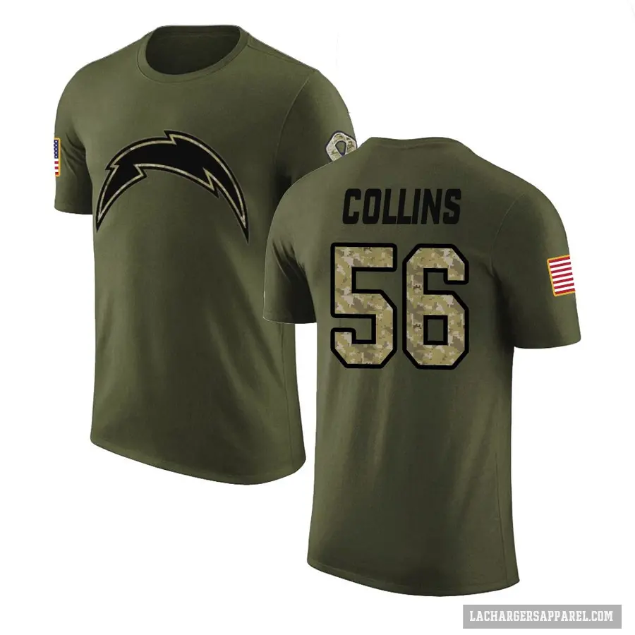 Youth ＃56 Chris Collins Los Angeles Chargers Olive Salute to Service T-Shirt