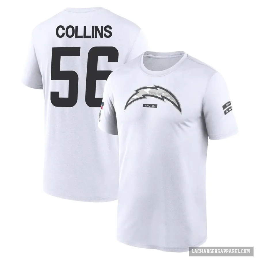 Youth ＃56 Chris Collins Los Angeles Chargers White 2024 Salute to Service Performance T-Shirt