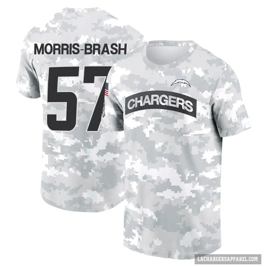 Youth ＃57 Tre'Mon Morris-Brash Los Angeles Chargers Camo Arctic 2024 Salute to Service Performance T-Shirt