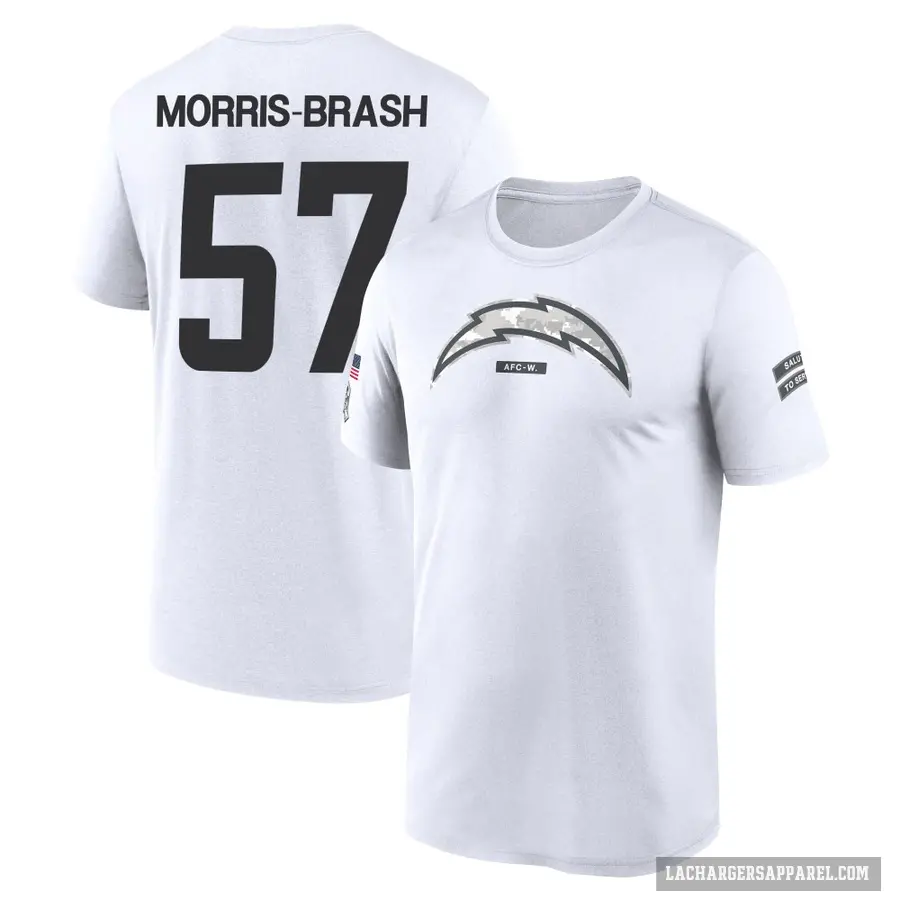 Youth ＃57 Tre'Mon Morris-Brash Los Angeles Chargers White 2024 Salute to Service Performance T-Shirt