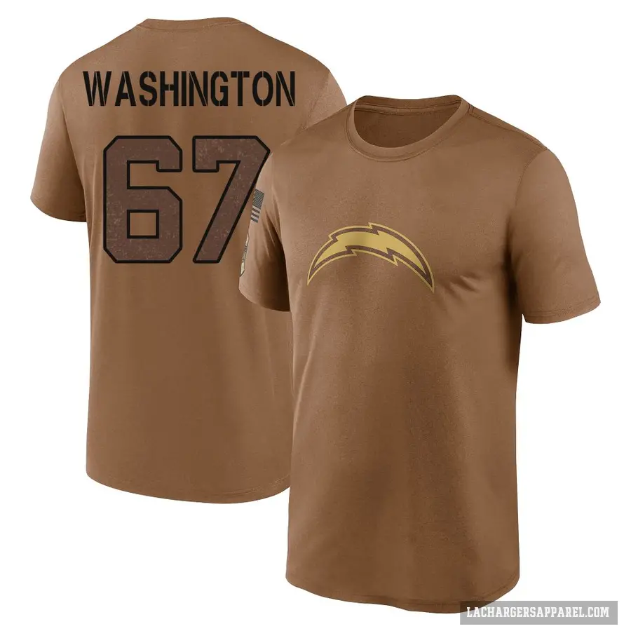 Youth ＃67 Savion Washington Los Angeles Chargers Brown 2023 Salute To Service Performance T-Shirt